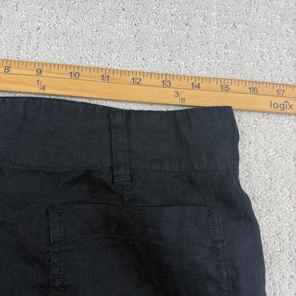 Quince Wide Leg Pants Women 10 Black 100% European Linen Patch Pocket LB88254 - Picture 9 of 15